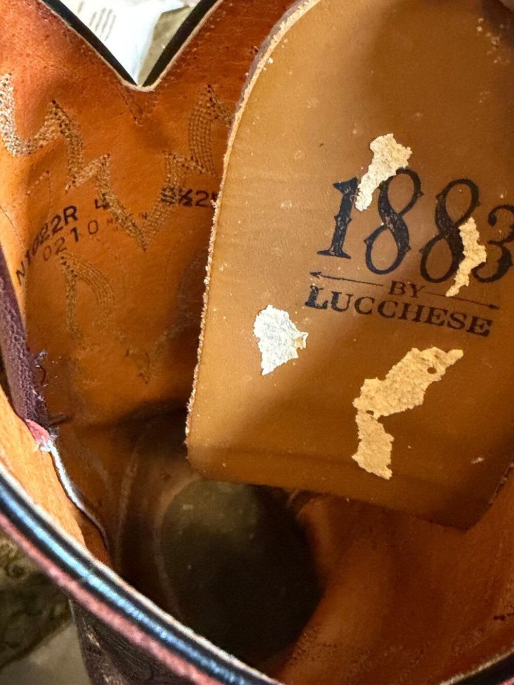 1883 Lucchese N1022R4 Men’s Ostrich Western Cowboy Boots Black Cherry 9.5EE - Picture 11 of 12